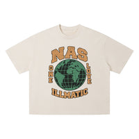 T-shirt hip-hop Nas Illmatic écru, imprimé globe One Love orange