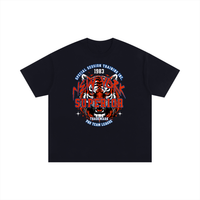 T-shirt oversized musculation New York Superior noir, tete de tigre rouge et bleue style varsity