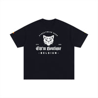 T-shirt oversized original CHT'M noir, logo chat streetwear belge, vue de face