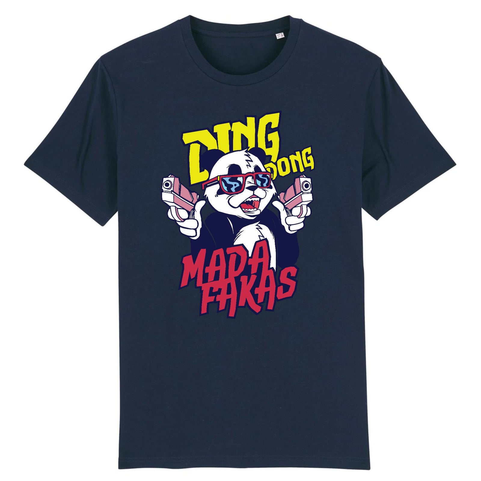 T-shirt panda original bleu marine, imprimé panda graffiti Ding Dong Mada Fakas
