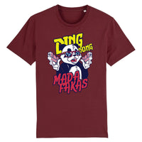 T-shirt panda original bordeaux en coton biologique, imprimé panda gangster