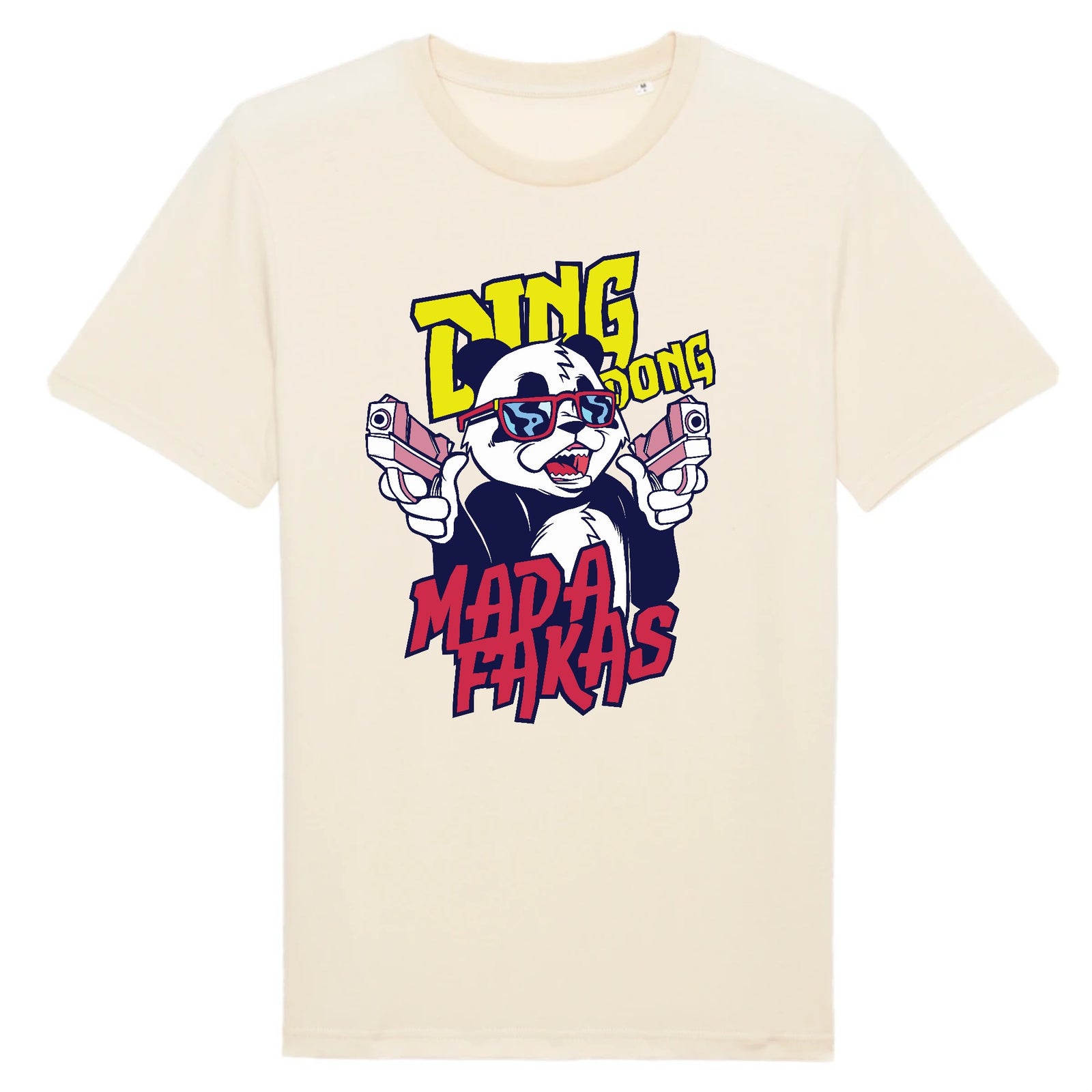T-shirt panda original couleur naturel, design humour streetwear Ding Dong Mada Fakas