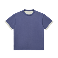 T-shirt original poignets contrastés bleu nuit porté - CHT'M Boutique