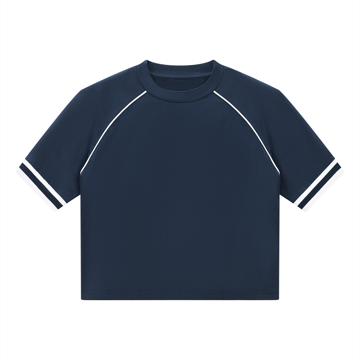 T-shirt raglan côtelé original bleu marine porté - CHT'M Boutique
