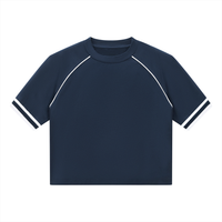 T-shirt raglan côtelé original bleu marine porté - CHT'M Boutique