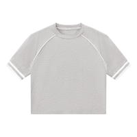 T-shirt raglan côtelé original gris fleur porté - CHT'M Boutique
