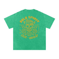 T-shirt tête de mort vert prairie, grand imprimé Bold Spirit dans le dos