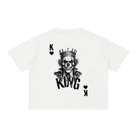 T-shirt original tête de mort Roi de Cœur en blanc, imprimé dos, coupe boxy oversize