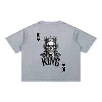 T-shirt original tête de mort Roi de Cœur en gris clair, imprimé dos, coupe boxy oversize