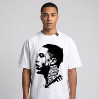 T-shirt oversized Tielemans Belgique 3-2 Sénégal blanc collector porté, portrait et lettrage World Cup 2026