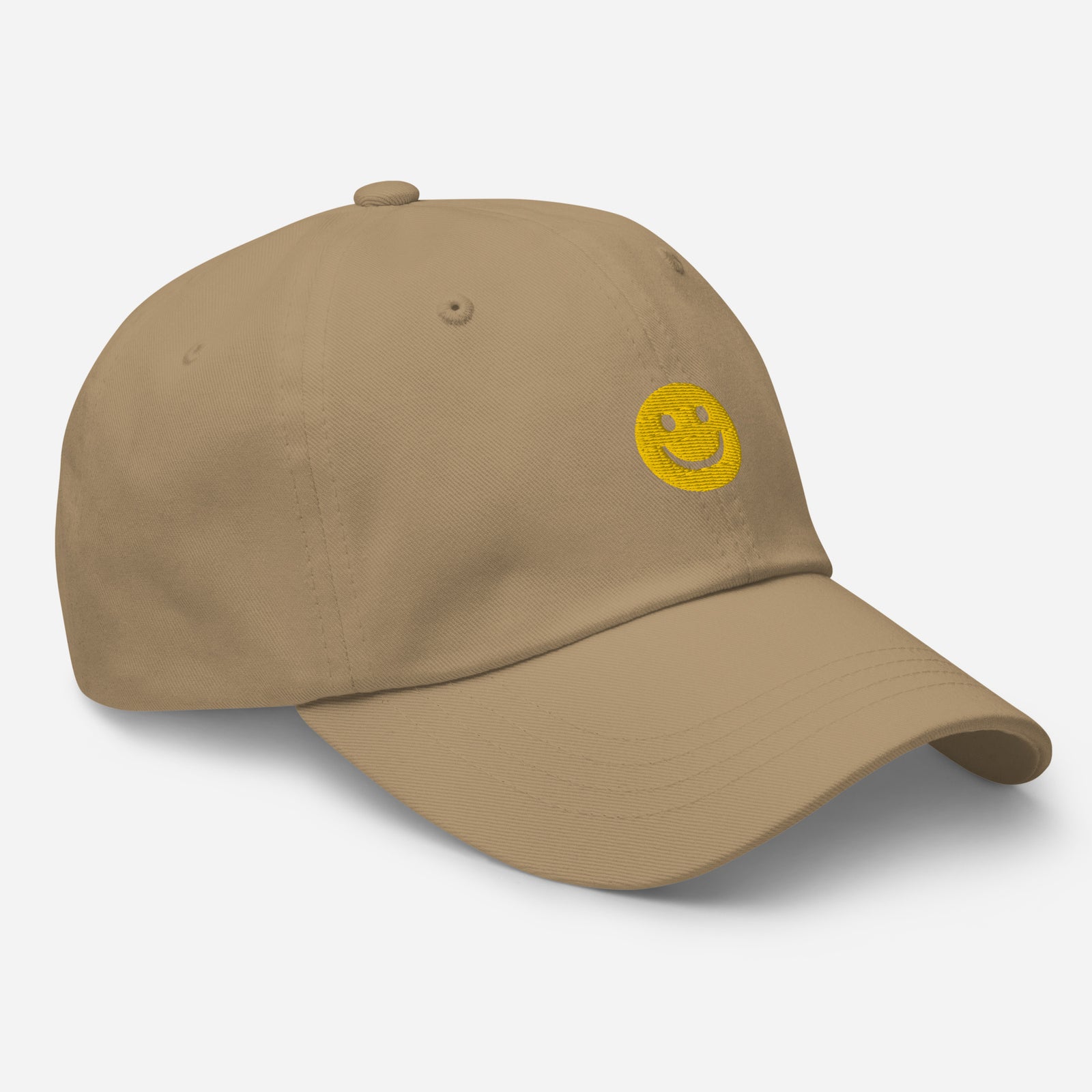Casquette baseball happy smiley noir gros plan sur le tissu CHT'M Boutique
