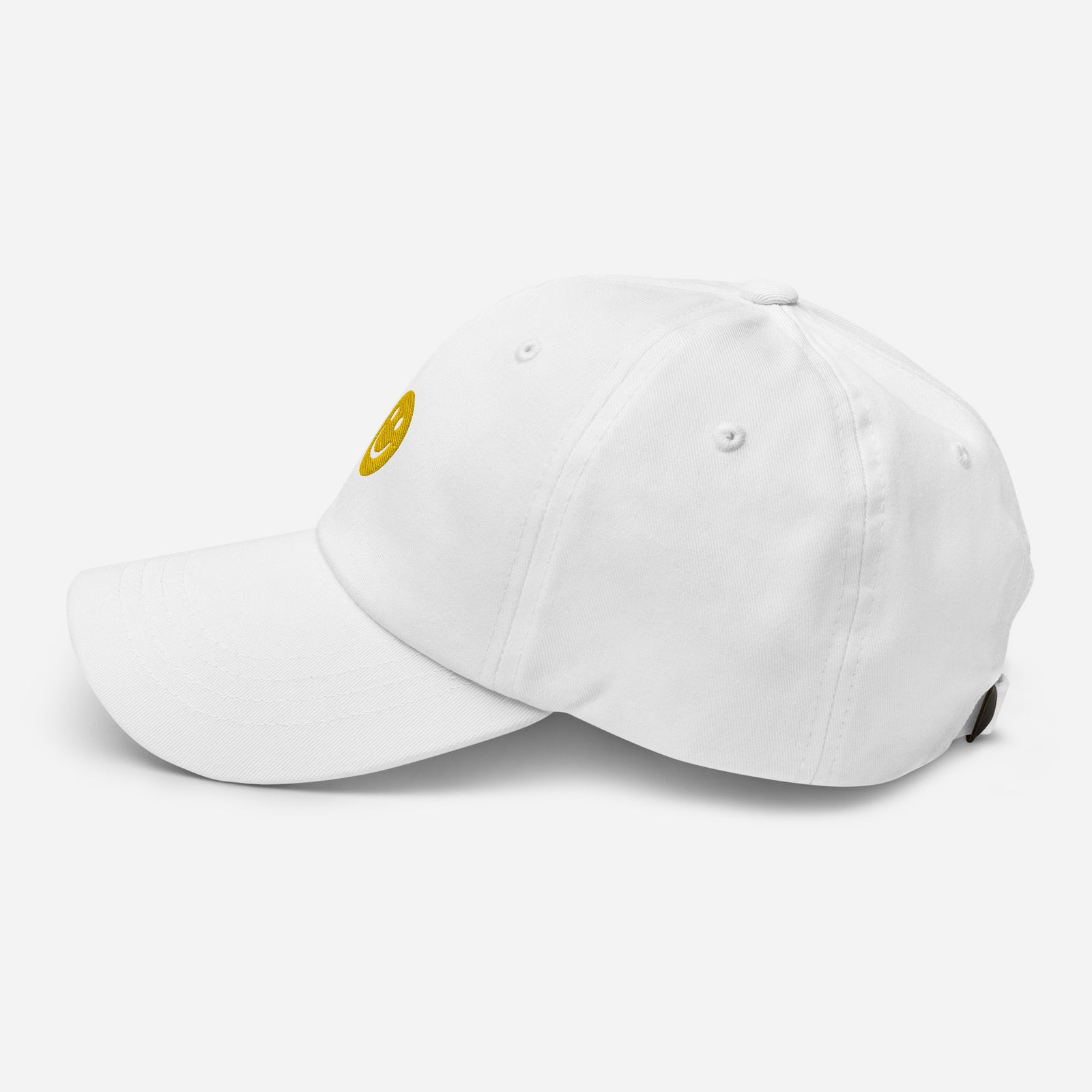 Casquette baseball happy smiley noir gros plan sur le tissu CHT'M Boutique