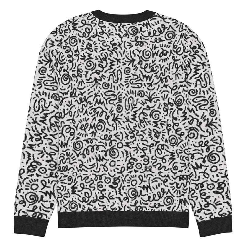 Pull en laine homme - Col noir abstrait