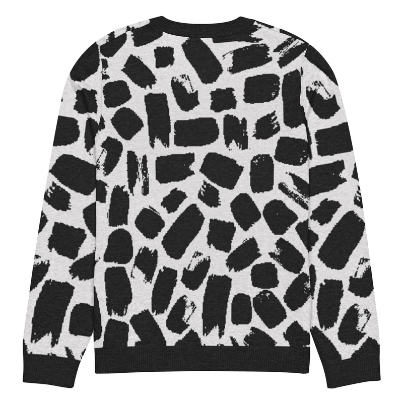 Pull homme en laine motifs noir et blancs