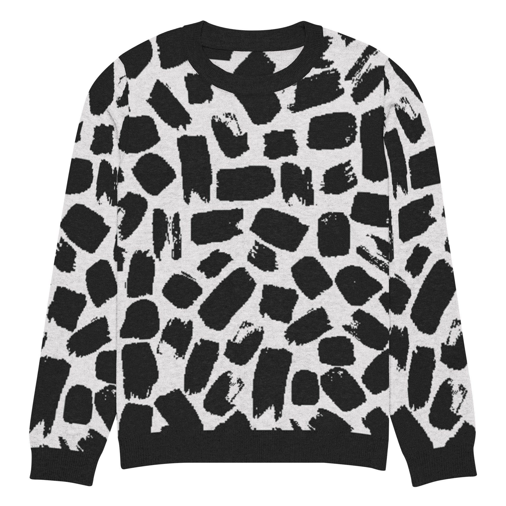 Pull homme en laine motifs noir et blancs