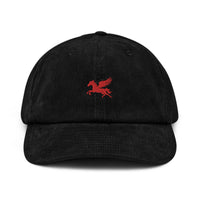 Casquette Velours Côtelé Brodée « Pégase » – Cheval Ailé Rouge
