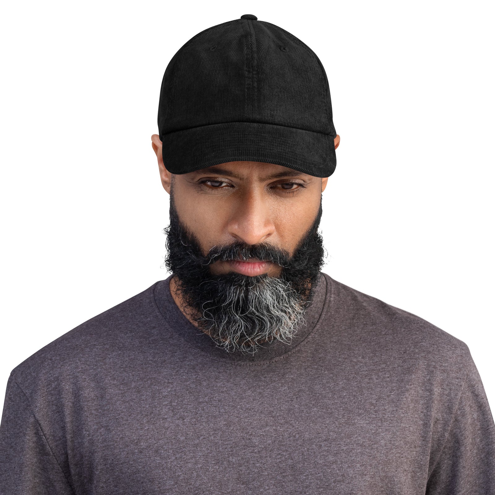 Casquette velours côtelé unie noir portée en situation CHT'M Boutique