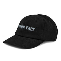 Casquette Velours Côtelé Brodée « In Your Face » – Noir