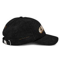 Casquette CHT'M gothique or en velours côtelé noire, profil droit