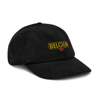 Casquette Belgium en velours côtelé noir, vue trois-quarts avant droit