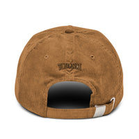 Casquette CHT'M gothique or en velours côtelé camel, vue de dos