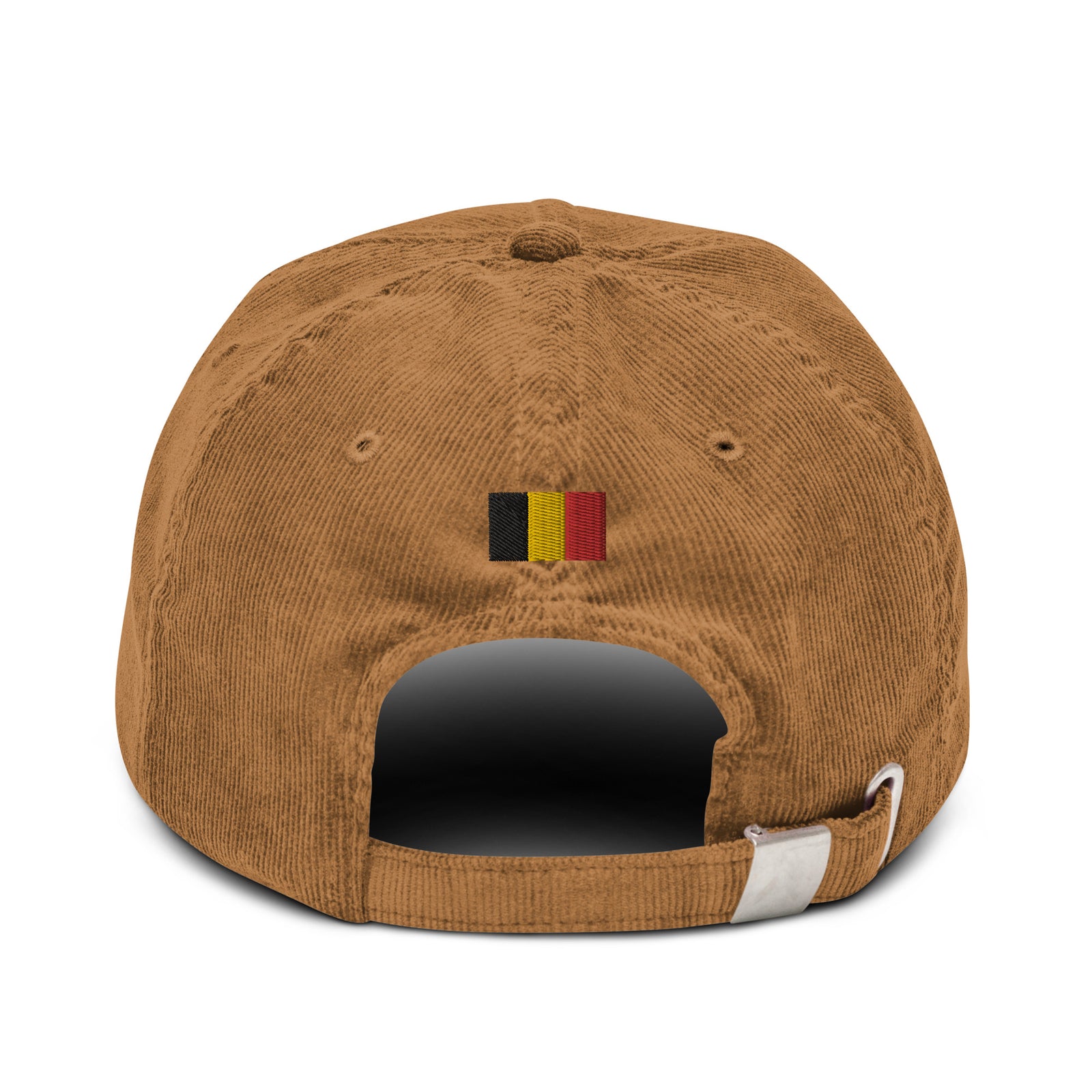 Casquette belge en velours côtelé beige camel Belgium, vue de dos