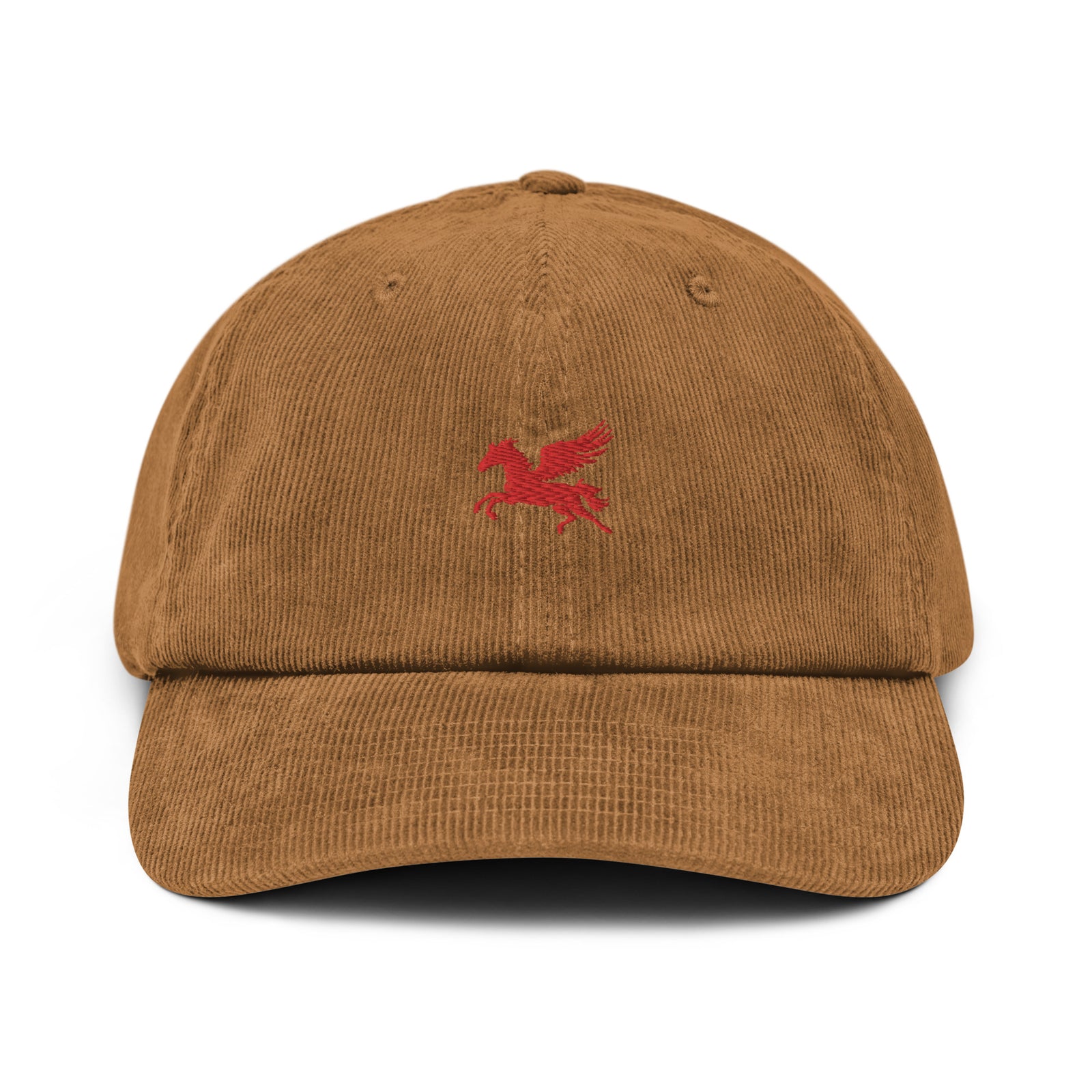 Casquette Velours Côtelé Brodée « Pégase » – Cheval Ailé Rouge