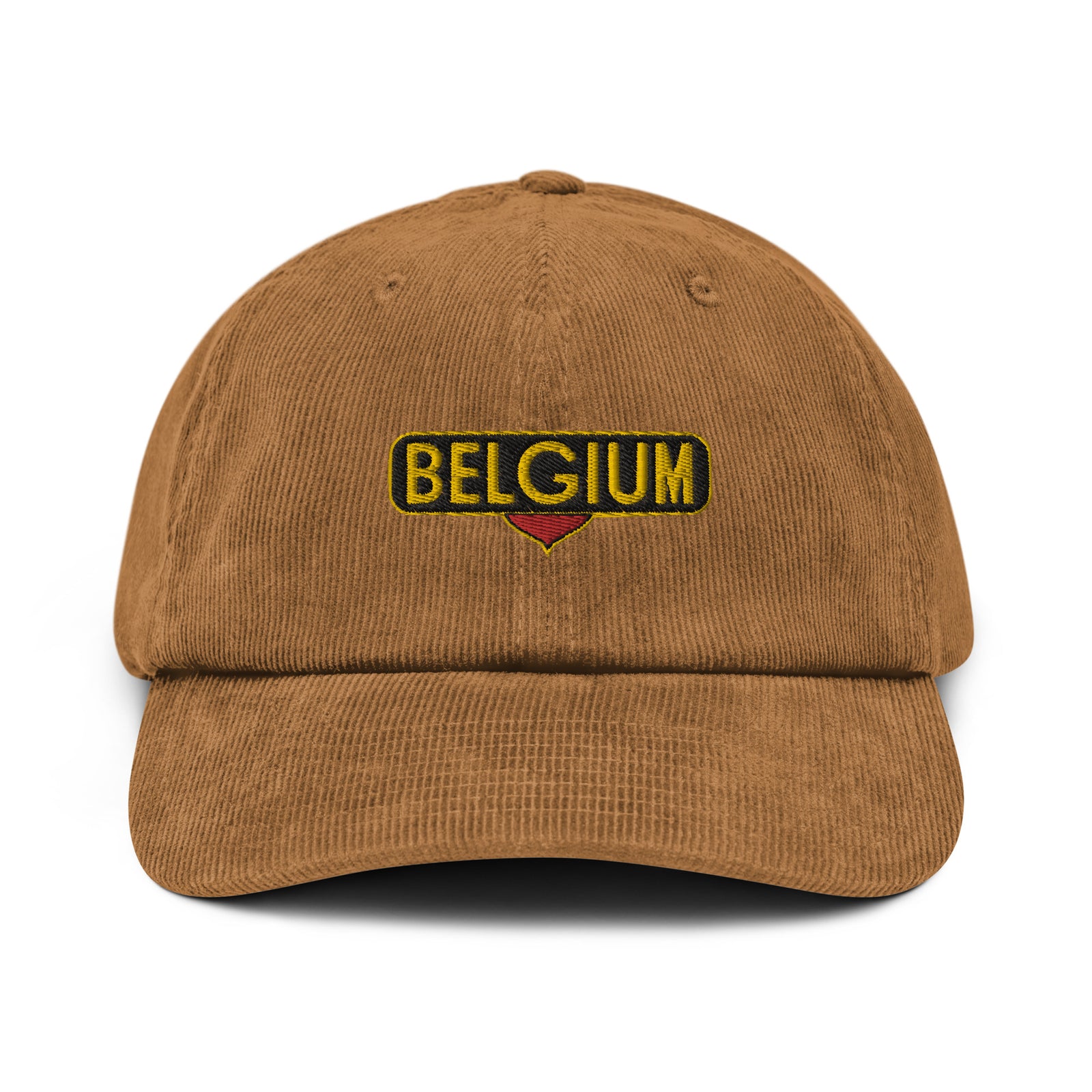 Casquette belge en velours côtelé beige camel Belgium, vue de face