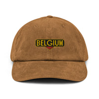 Casquette belge en velours côtelé beige camel Belgium, vue de face