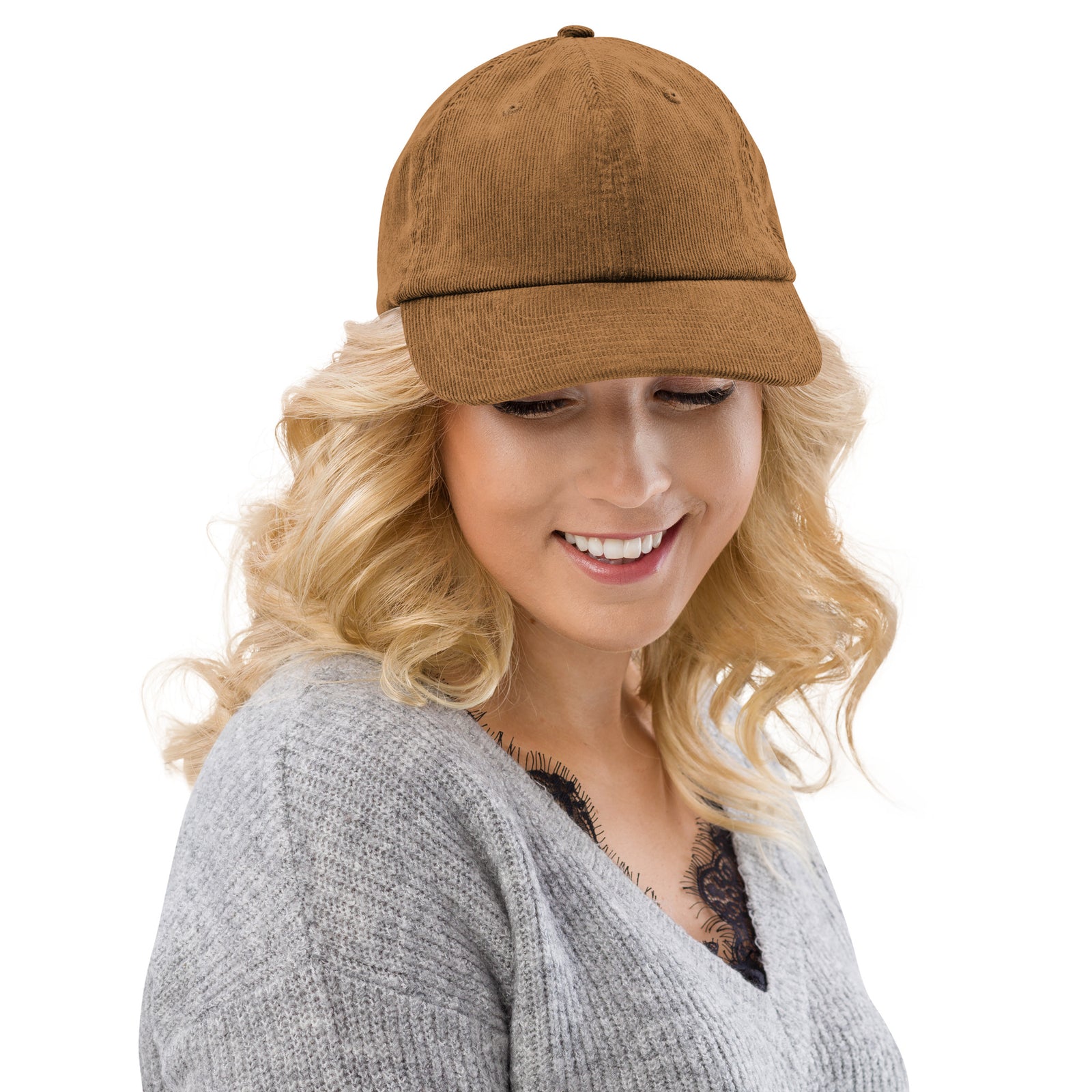 Casquette velours côtelé unie noir vue de profil CHT'M Boutique