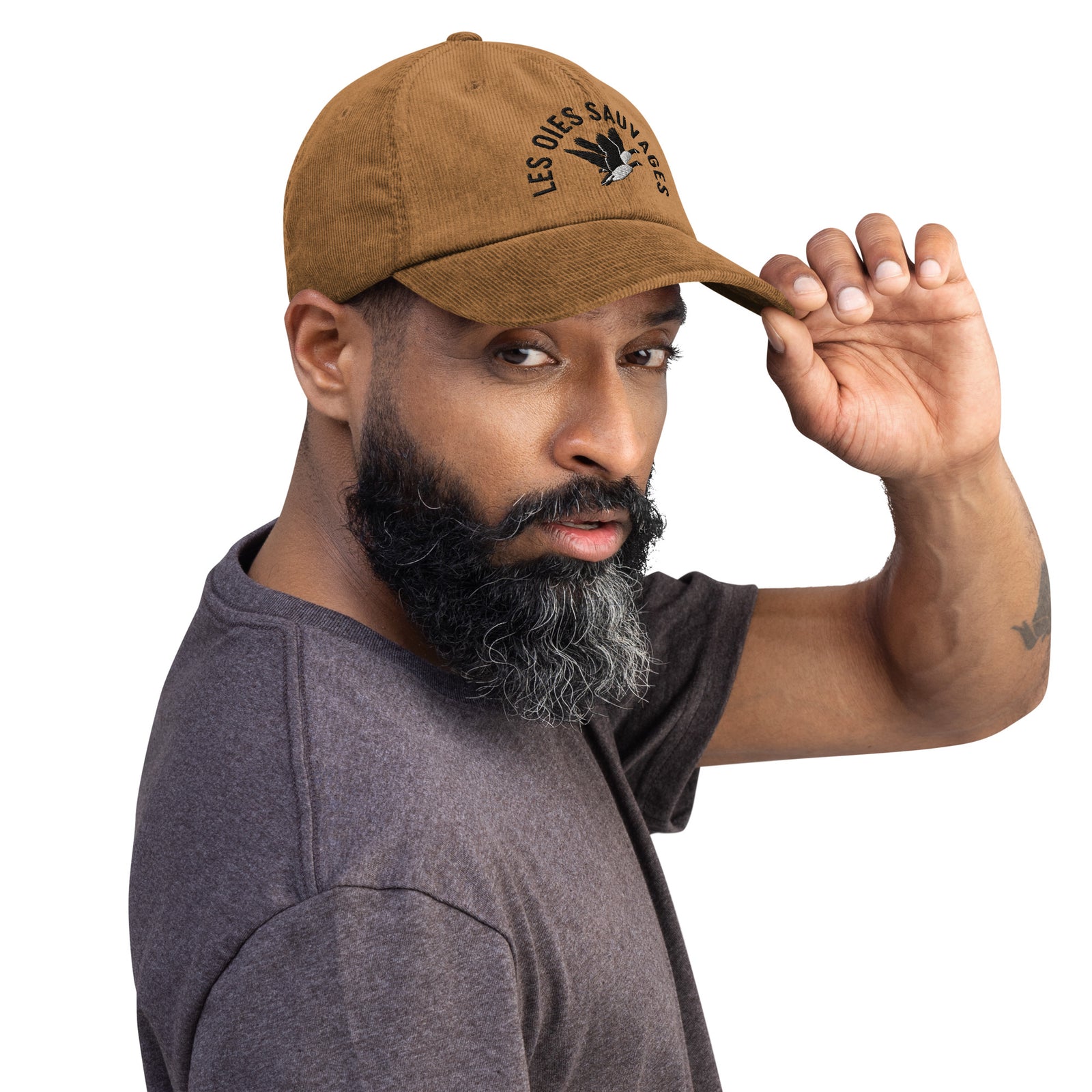 Casquette Velours Côtelé Brodée « Les Oies Sauvages » – Camel