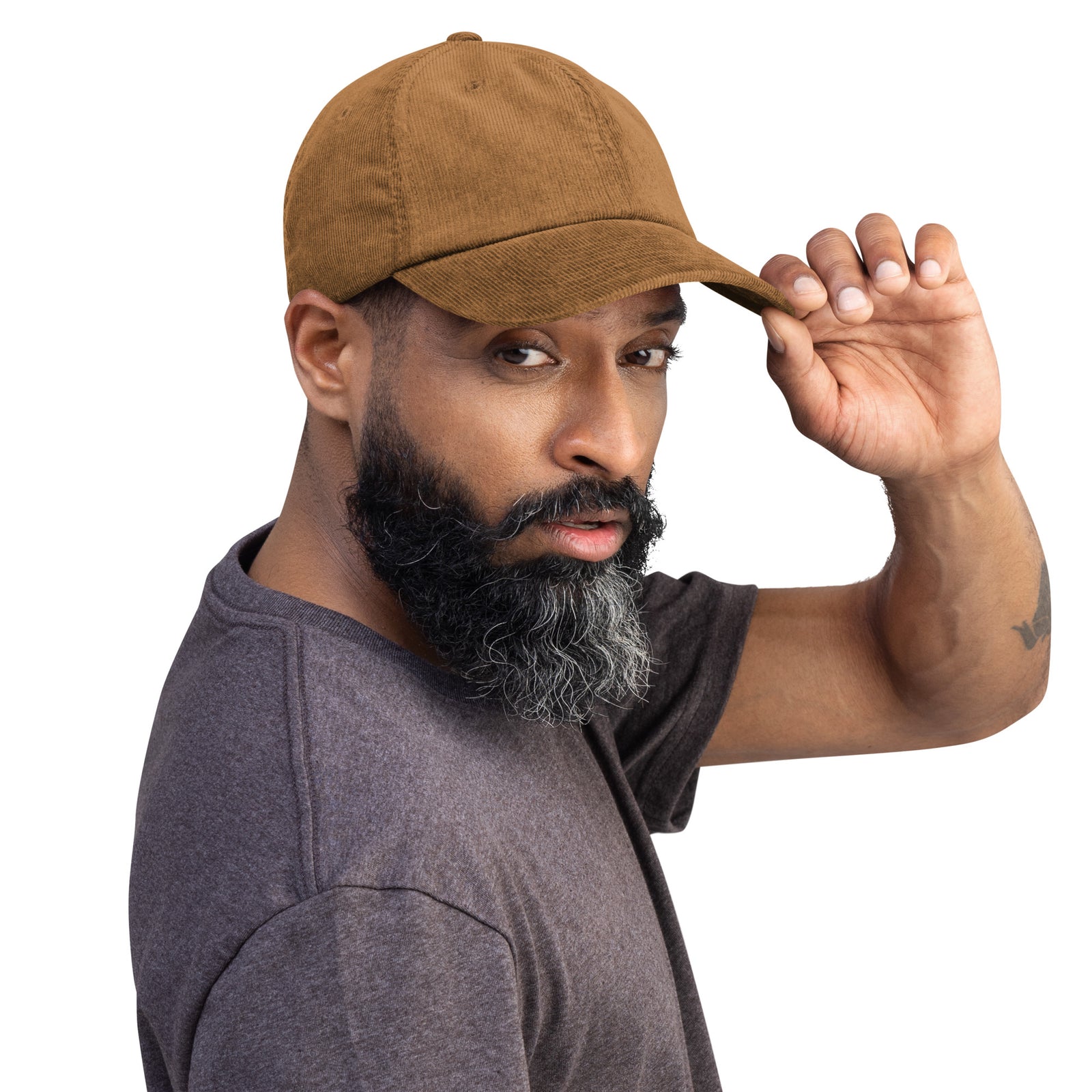 Casquette velours côtelé unie noir détail de la broderie CHT'M Boutique