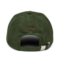 Casquette CHT'M gothique or en velours côtelé vert olive, vue de dos