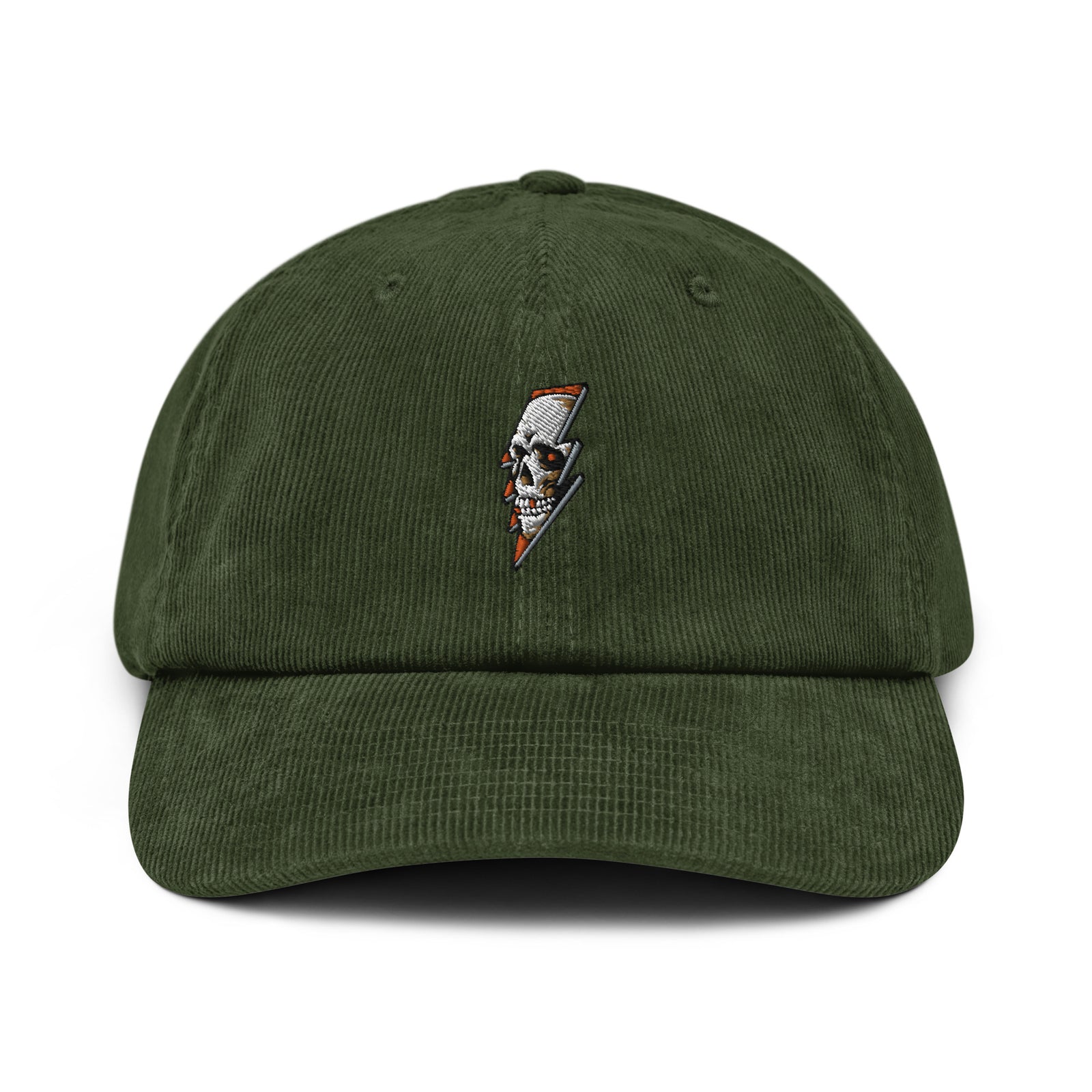 Casquette velours côtelé thunder skull noir gros plan sur le tissu CHT'M Boutique