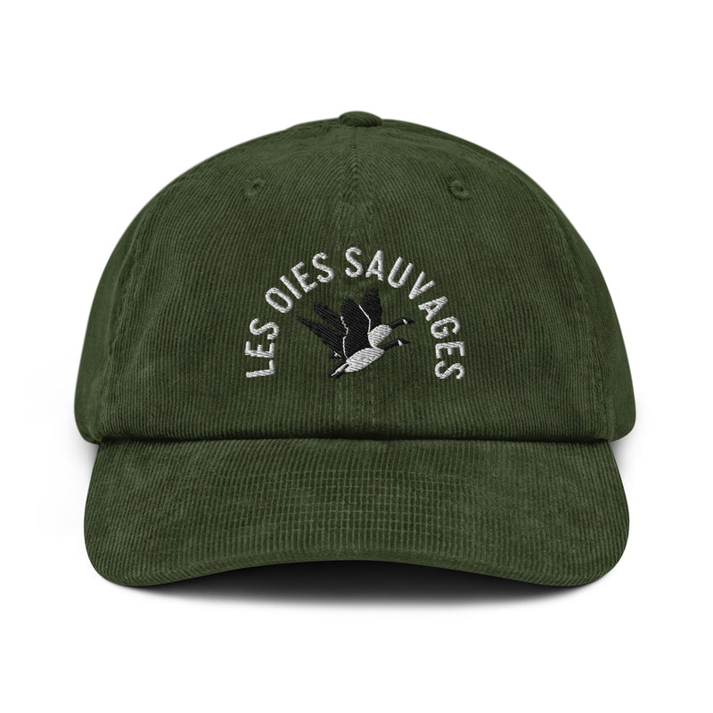Casquette Velours Côtelé Brodée « Les Oies Sauvages » – Olive