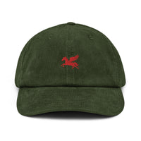 Casquette Velours Côtelé Brodée « Pégase » – Cheval Ailé Rouge