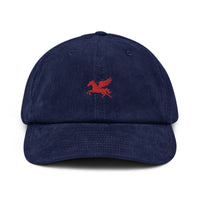 Casquette Velours Côtelé Brodée « Pégase » – Cheval Ailé Rouge