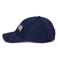 Casquette CHT'M gothique or en velours côtelé bleu marine, profil gauche