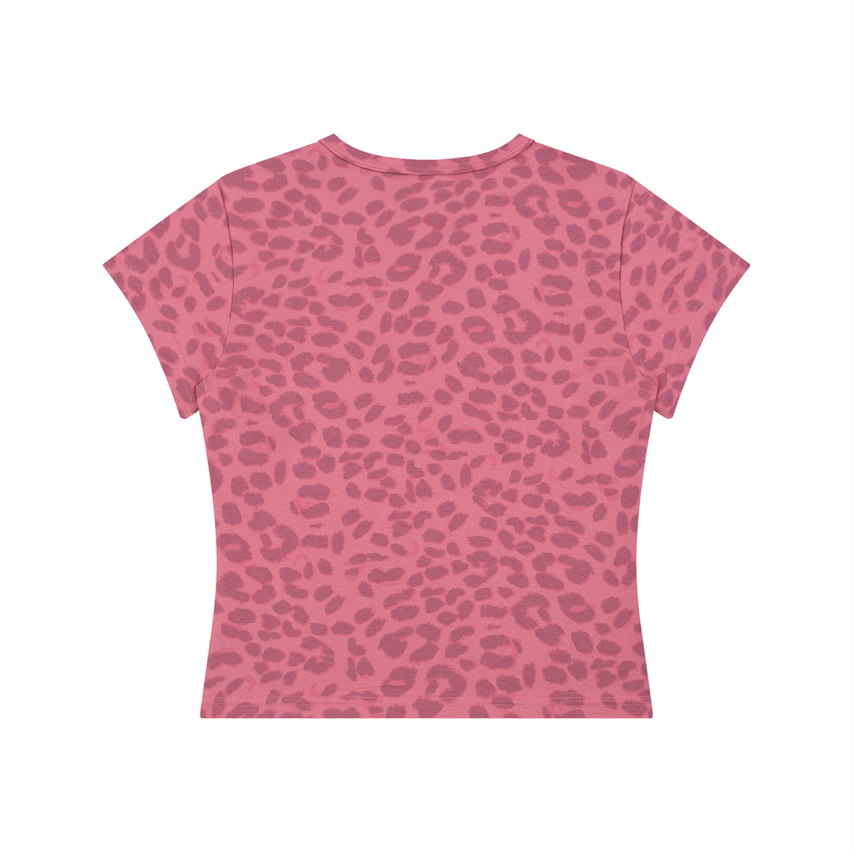 Dos du t-shirt femme léopard crop top framboise