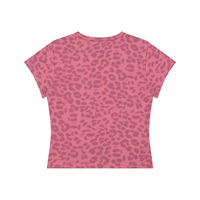 Dos du t-shirt femme léopard crop top framboise