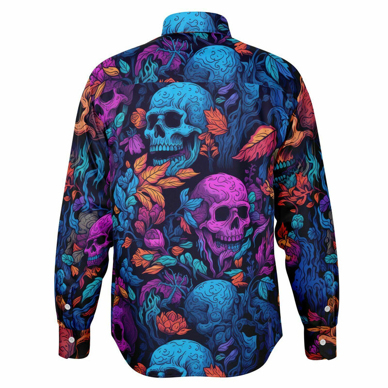Chemise homme manches longues - Têtes de morts fluo