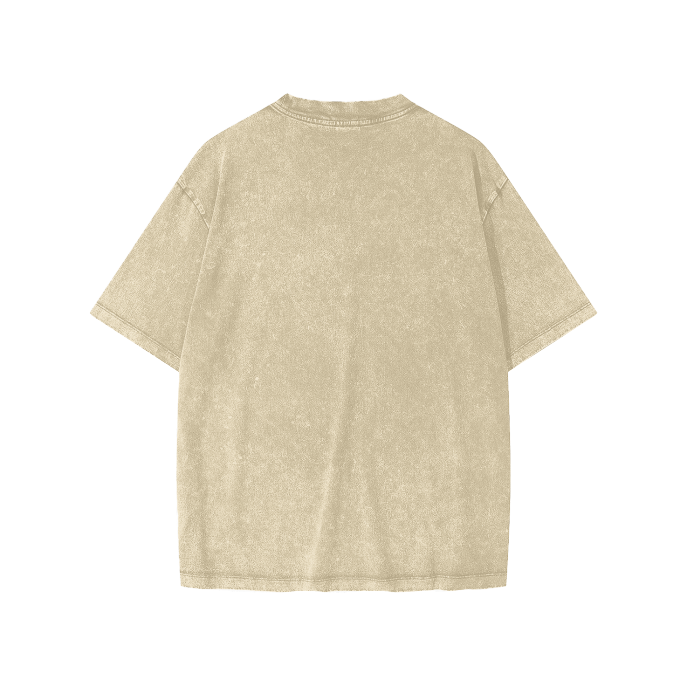 Dos uni du t-shirt enfant oversized délavé kaki - coton délavé neige et col rond côtelé