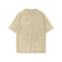 Dos uni du t-shirt enfant oversized délavé kaki - coton délavé neige et col rond côtelé