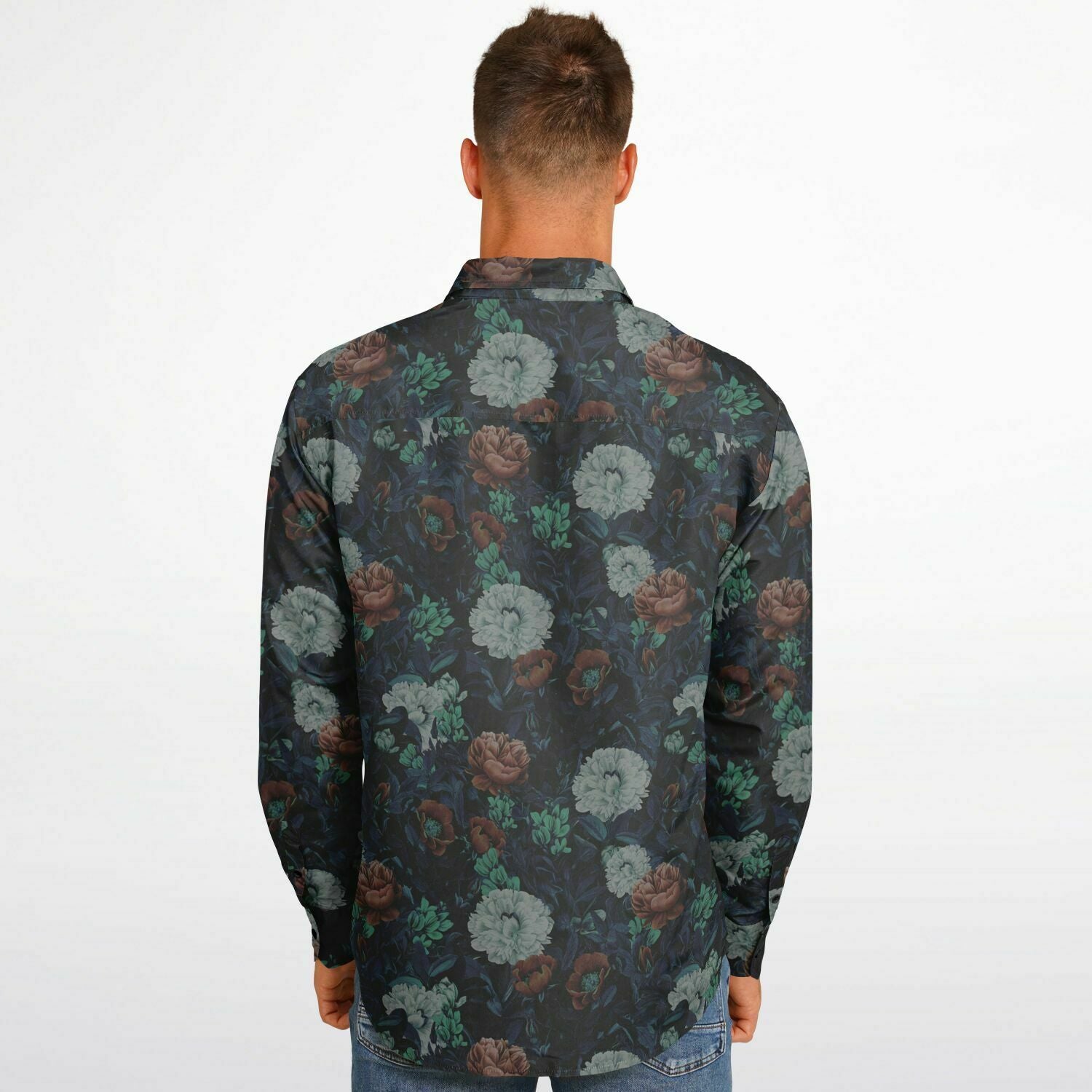 chemise à manches longues pour homme avec fleurs
