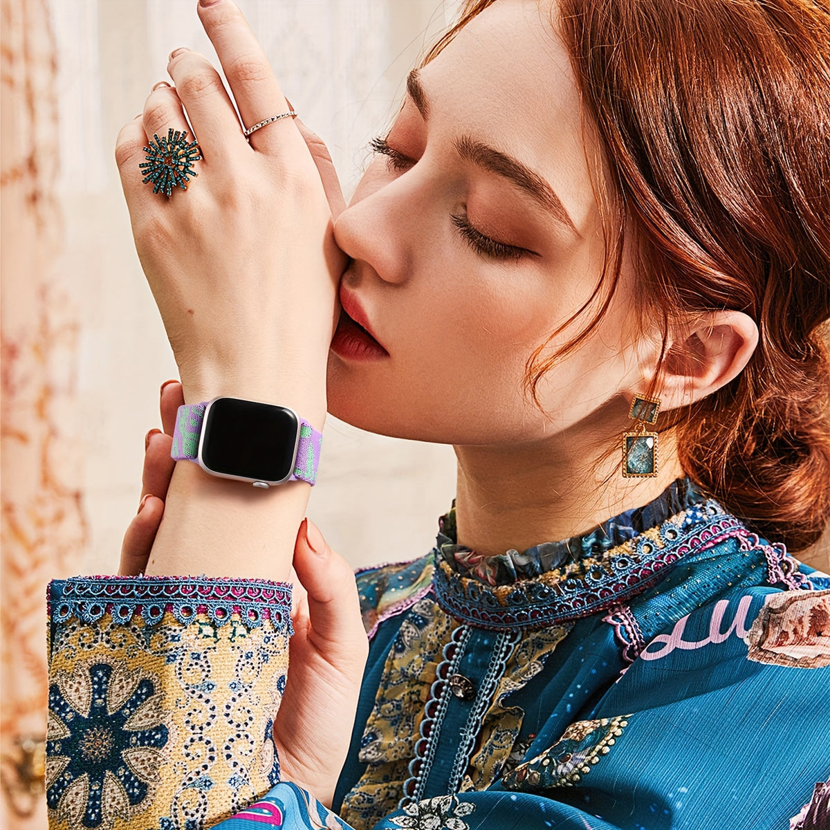 Bracelet Apple Watch boucle solo en nylon imprimé, vue détaillée 2