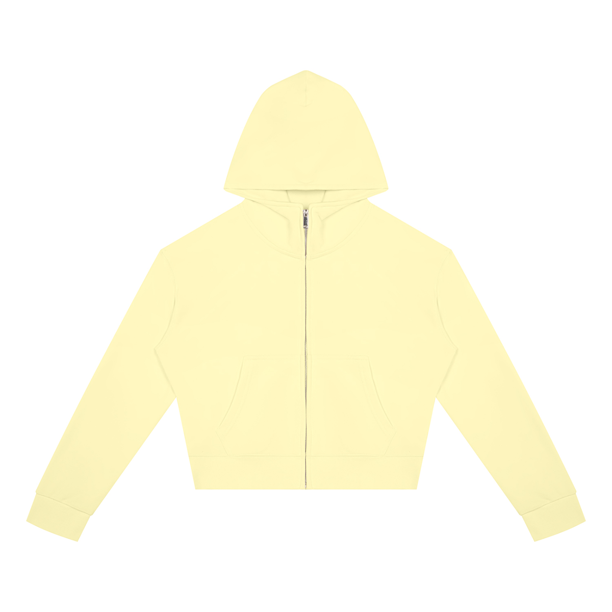 Sweat zippé crop top femme original jaune beurre, vue de face