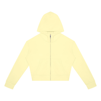 Sweat zippé crop top femme original jaune beurre, vue de face