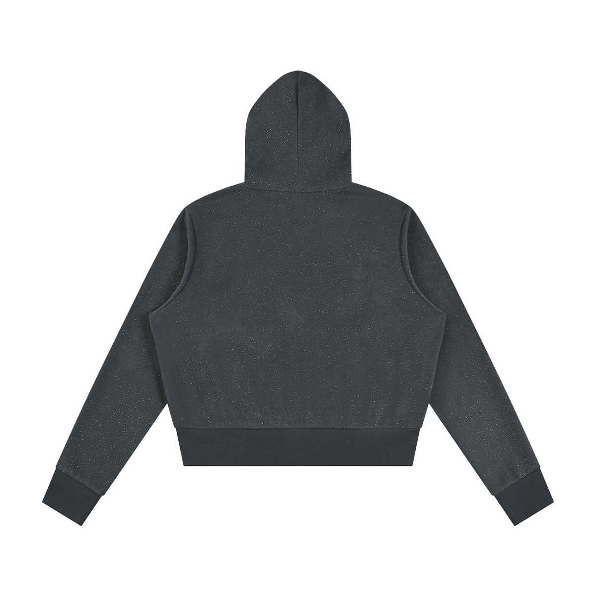 Dos du hoodie zippé femme molletonné gris foncé