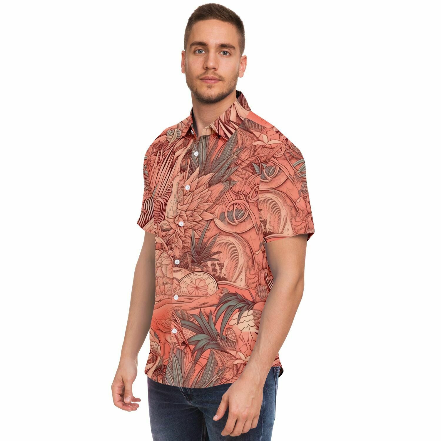 chemise homme manches courtes imprimé floral