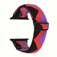 Bracelet Apple Watch élastique tissé à motifs, coloris zigzag rouge violet